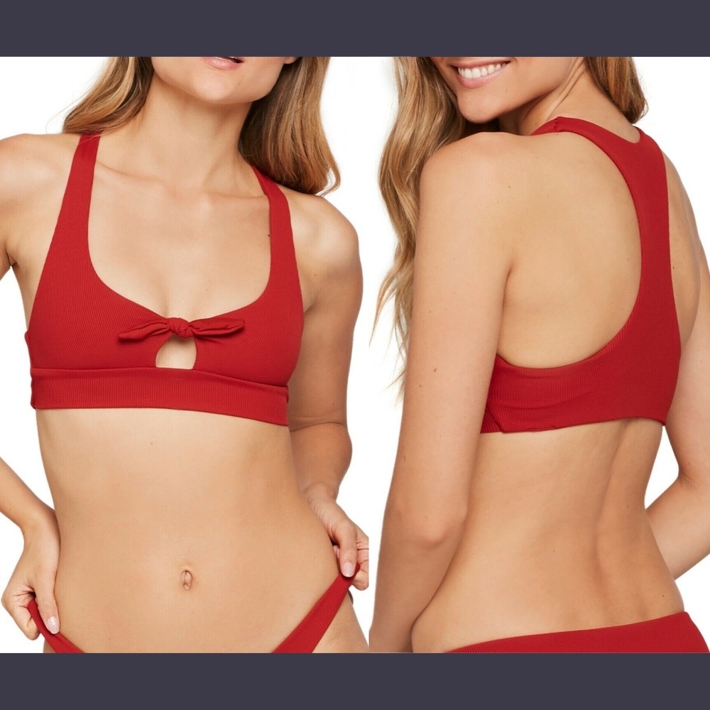 NWT $99 L Space Tara Ribbed Bikini‎ Top in Redwood [SZ XS ]